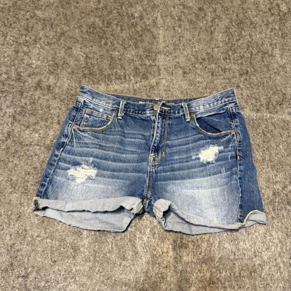 Mossimo Womens Denim Shorts Size 8/29 Blue Distressed Boyfriend Midi